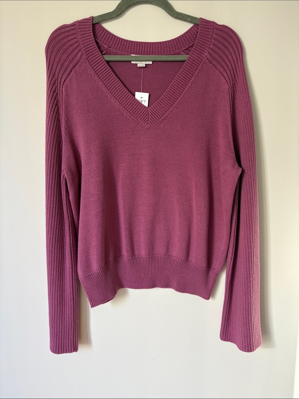 LOFT V-Neck Sweater in Mauve